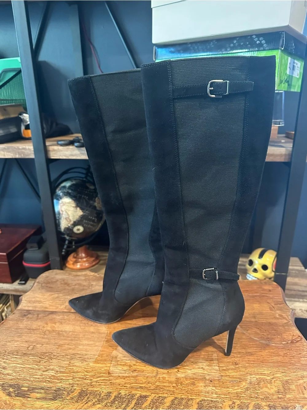 Via Spiga Black Over-the-Knee Pointed Toe Boots